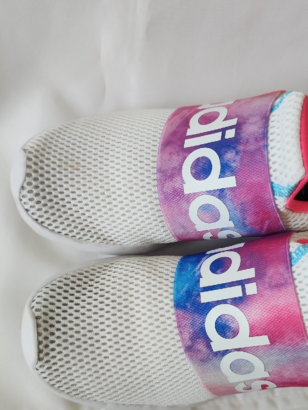 adidas Kids White Pink Blue Slip-On Athletic Sneakers - Picture 4 of 8